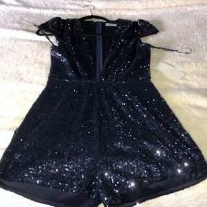 Navy blue sequin romper